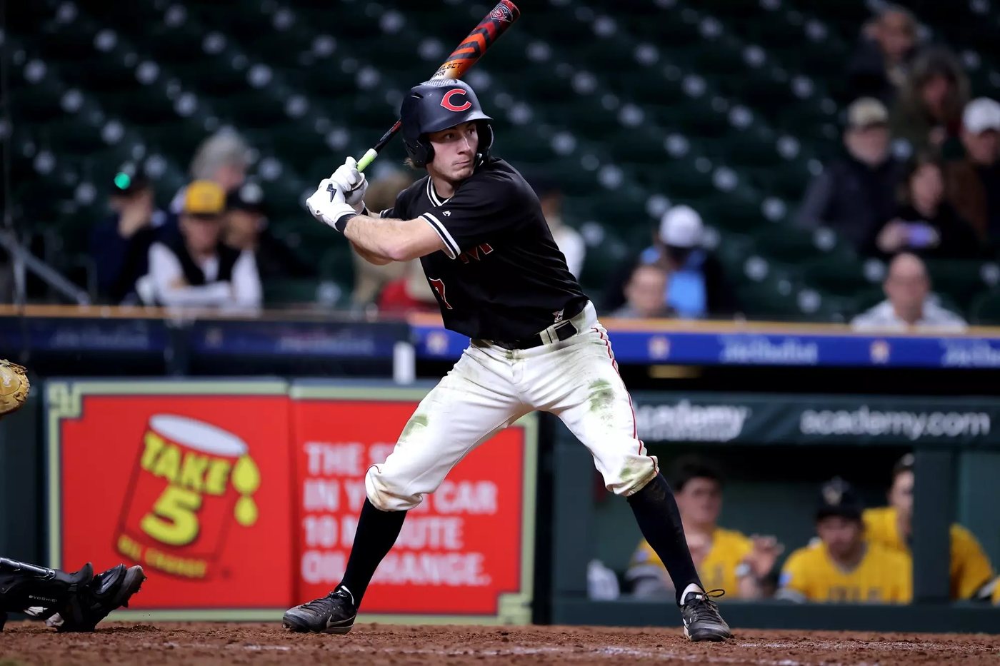 Max Holy at the plate for the Mules